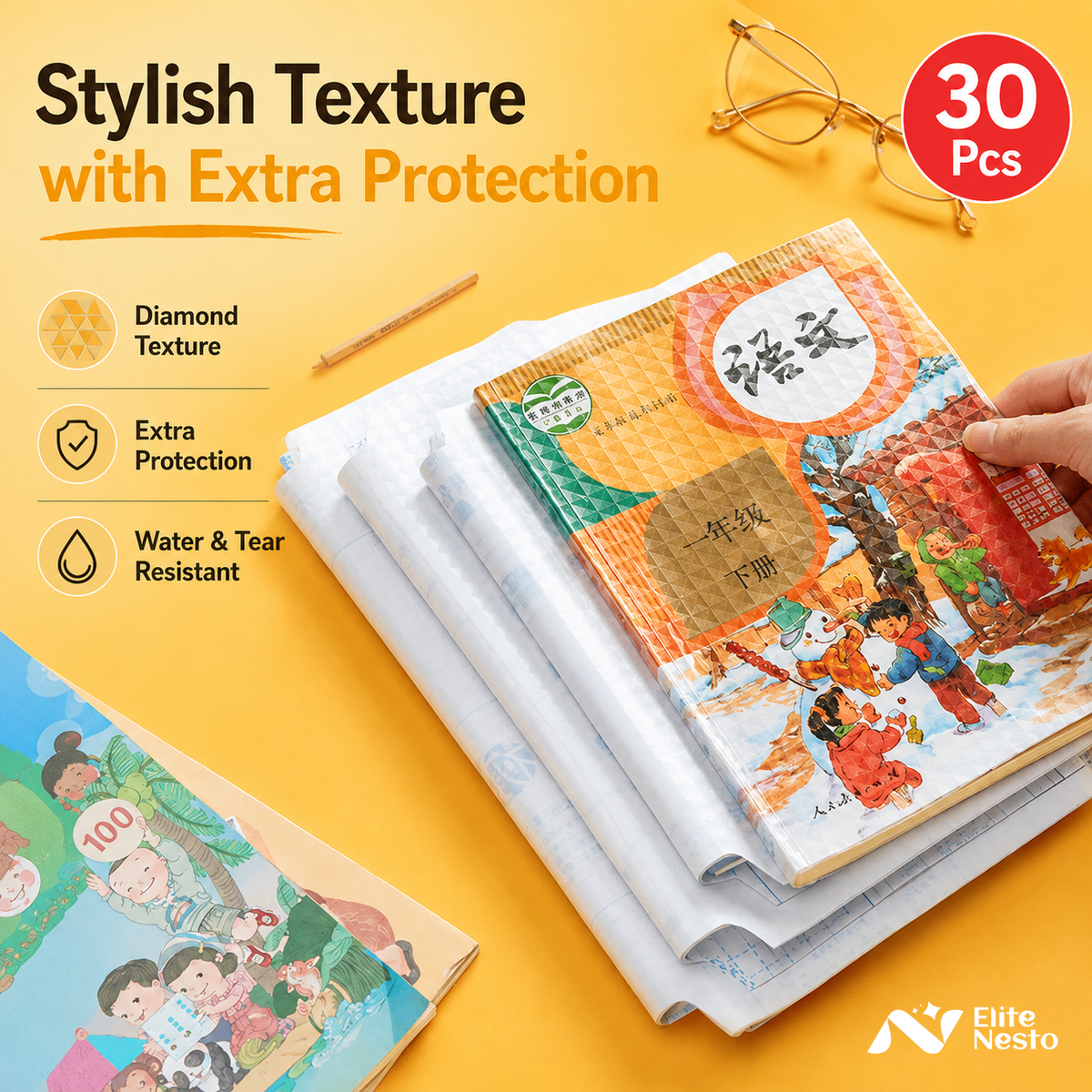 30 Pcs Waterproof Plastic Book Cover Office & Stationery