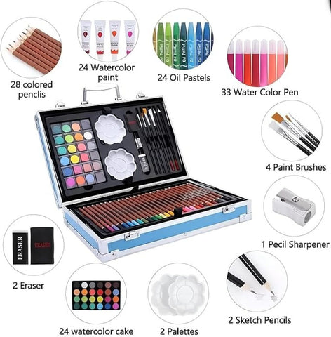 145 Colour Deluxe Art Set Box – Complete Drawing & Painting Kit for Kids & Beginners