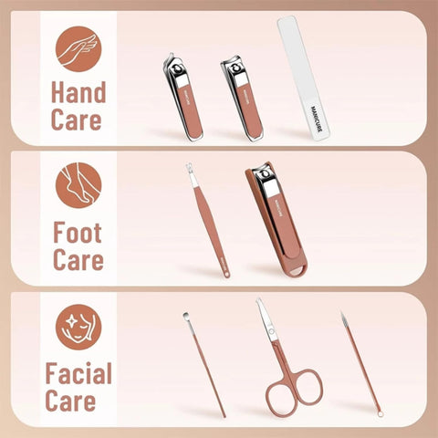 8-in-1 Professional Manicure & Pedicure Set – Stainless Steel Nail Care Kit with Travel Case