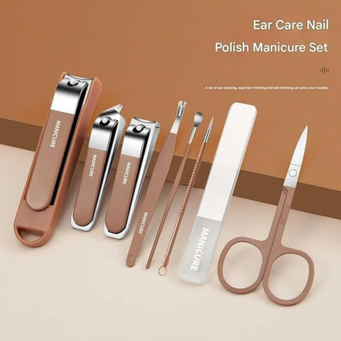8-in-1 Professional Manicure & Pedicure Set – Stainless Steel Nail Care Kit with Travel Case