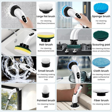 9-in-1 Premium Electric Spin Scrubber Cleaning Brush Mop – Cordless Multi-Purpose Cleaning Tool with Adjustable Handle