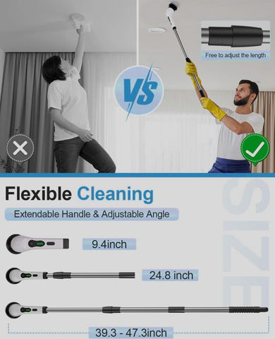 9-in-1 Premium Electric Spin Scrubber Cleaning Brush Mop – Cordless Multi-Purpose Cleaning Tool with Adjustable Handle