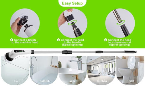 9-in-1 Premium Electric Spin Scrubber Cleaning Brush Mop – Cordless Multi-Purpose Cleaning Tool with Adjustable Handle