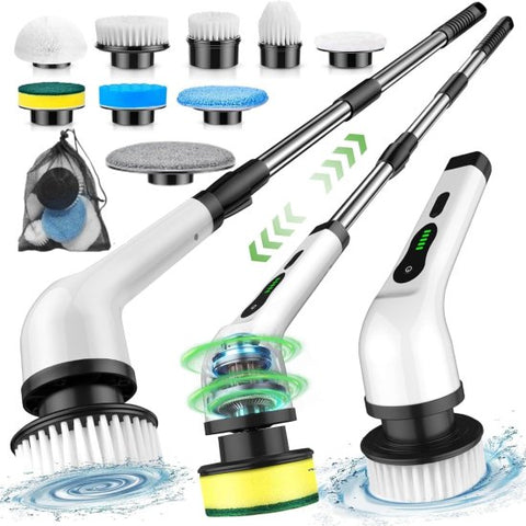 9-in-1 Premium Electric Spin Scrubber Cleaning Brush Mop – Cordless Multi-Purpose Cleaning Tool with Adjustable Handle