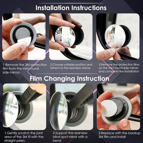360° Adjustable Car Blind Spot Mirror – Wide Angle Safety Rear View Mirror for Cars