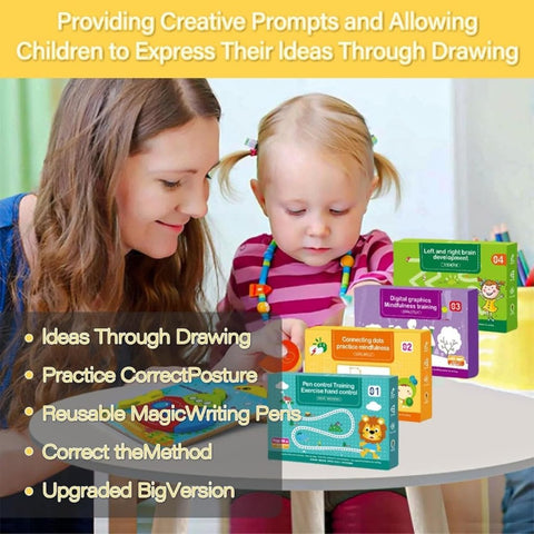 64 Pages Magic Practice Reusable Tracing Workbook for Kids – Handwriting Learning Set with Free Pens