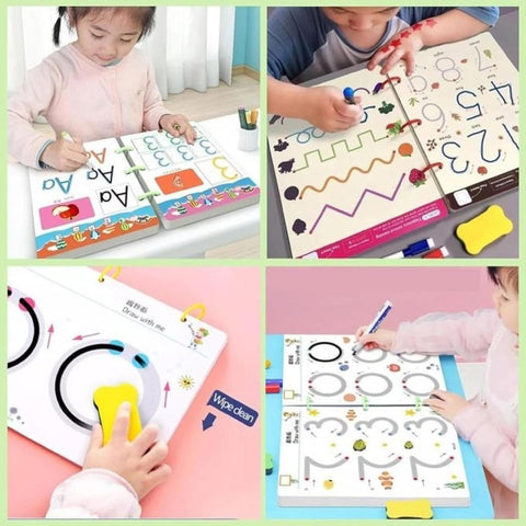 64 Pages Magic Practice Reusable Tracing Workbook for Kids – Handwriting Learning Set with Free Pens