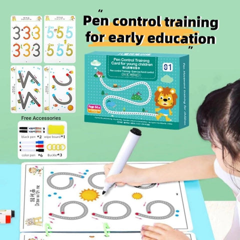 64 Pages Magic Practice Reusable Tracing Workbook for Kids – Handwriting Learning Set with Free Pens