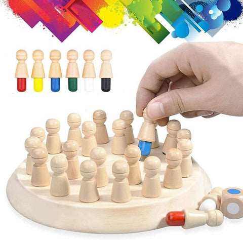 Wooden Memory Game for Kids – Color Matching Chess Board Educational Toy (Brain Development & Concentration)