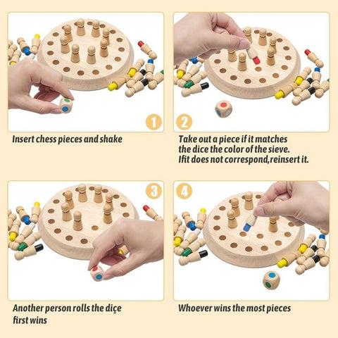 Wooden Memory Game for Kids – Color Matching Chess Board Educational Toy (Brain Development & Concentration)