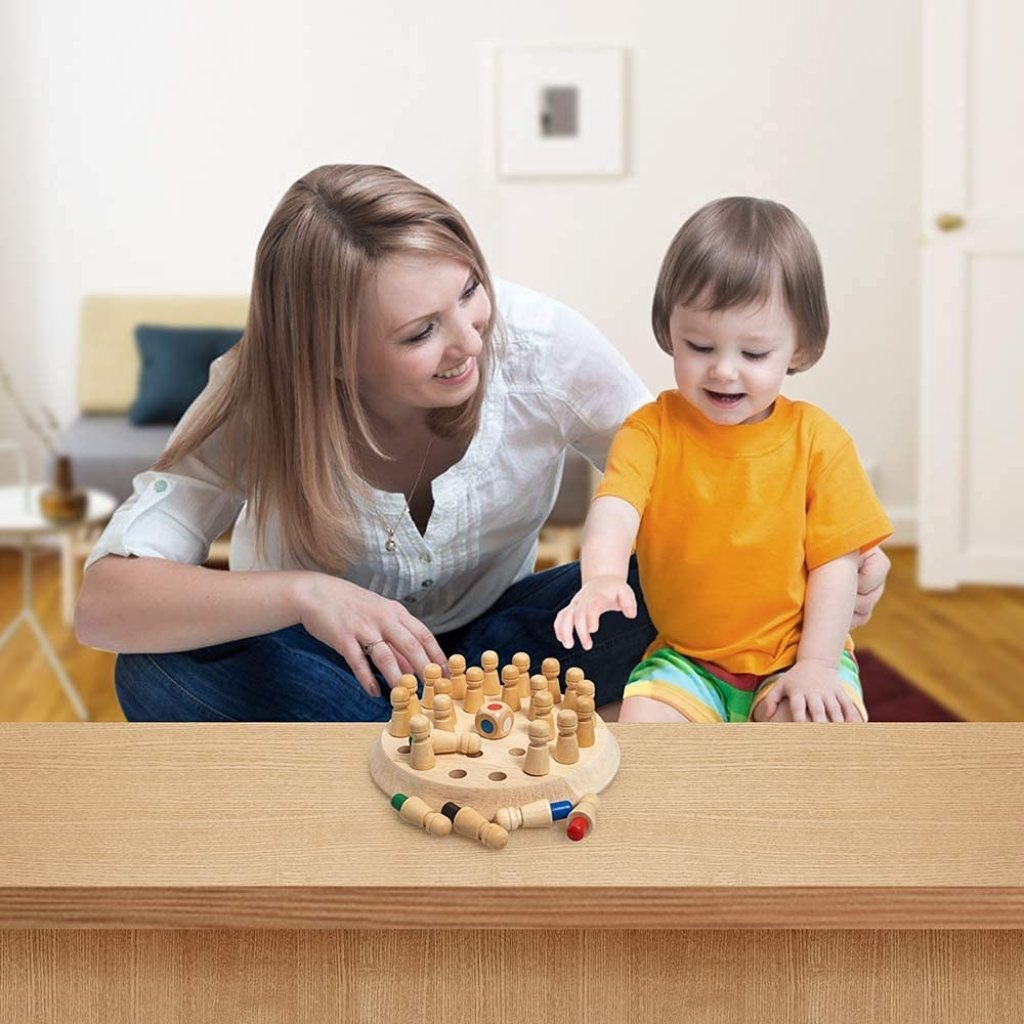 Wooden Memory Game for Kids – Color Matching Chess Board Educational Toy (Brain Development & Concentration)