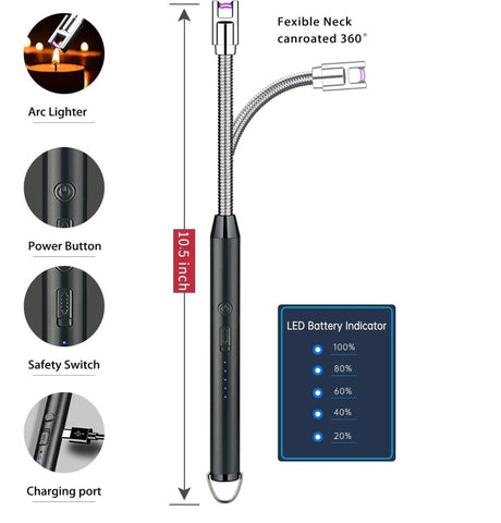 Rechargeable USB Electric Arc Lighter – Windproof Flameless Plasma Lighter for Kitchen & Outdoor Use