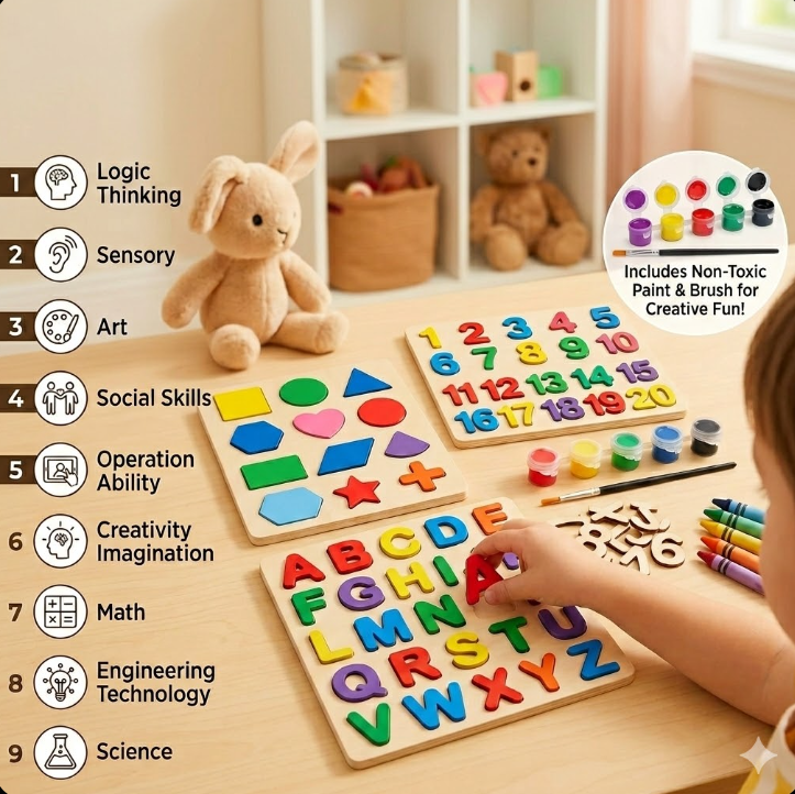 3-Piece Kids Puzzle Set – Colorful Educational Jigsaw Toys for Brain Development
