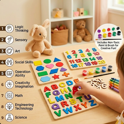 3-Piece Kids Puzzle Set – Colorful Educational Jigsaw Toys for Brain Development